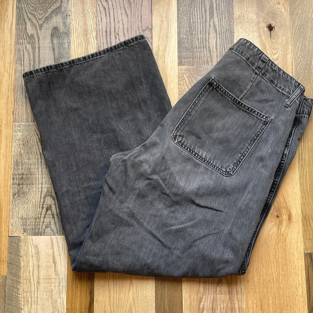 Old Navy Women's 12 High Rise Wide Leg Jeans Washed Black 100% Cotton